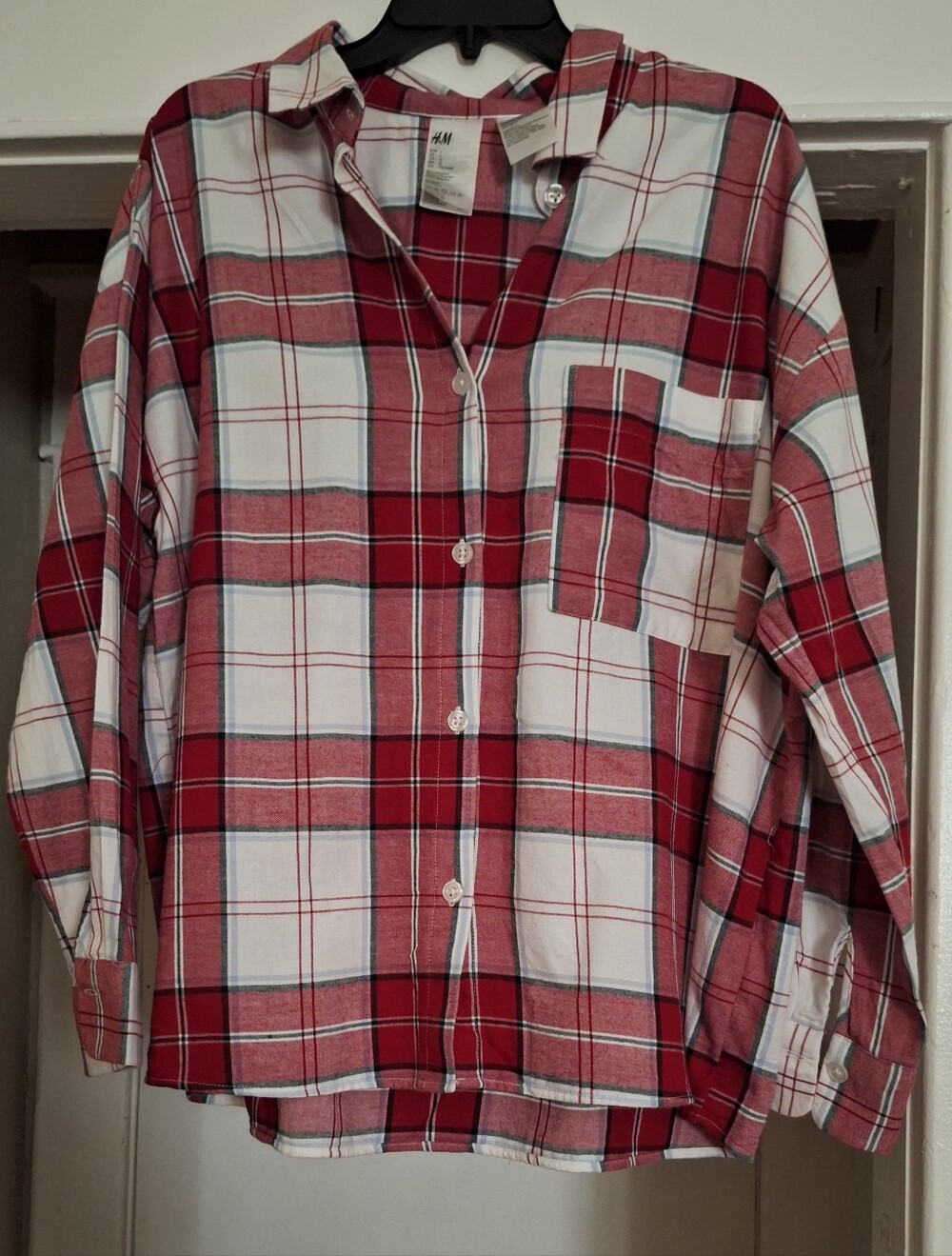 H&M Red and White Plaid Button-Down Shirt